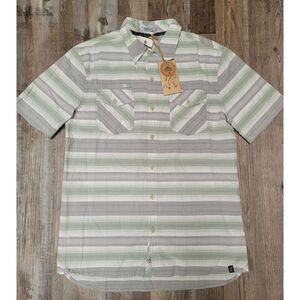 New Gramicci Mens Striped Short Sleeve Button Up Hikingmm Shirt Size Medium